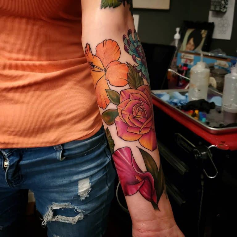 50 Cool Flower Tattoo Sleeve Ideas [2024 Inspiration Guide]