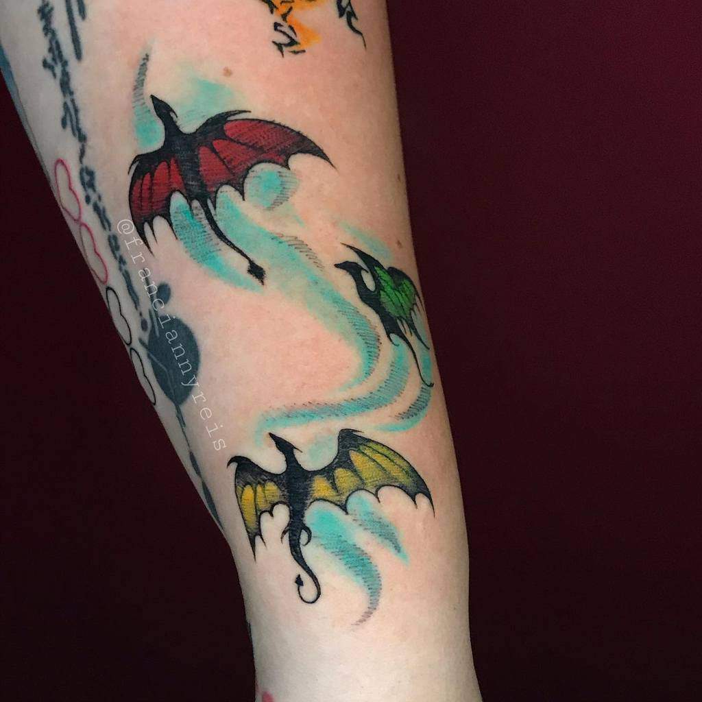 Colored Game of Thrones Dragon Tattoo franciannyreis