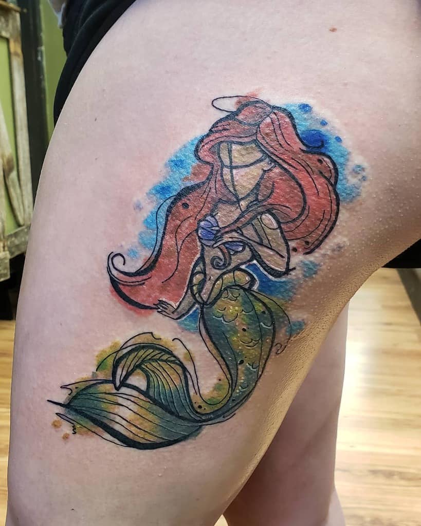Colored Little Mermaid Tattoo Almighty Tattoos Lynn