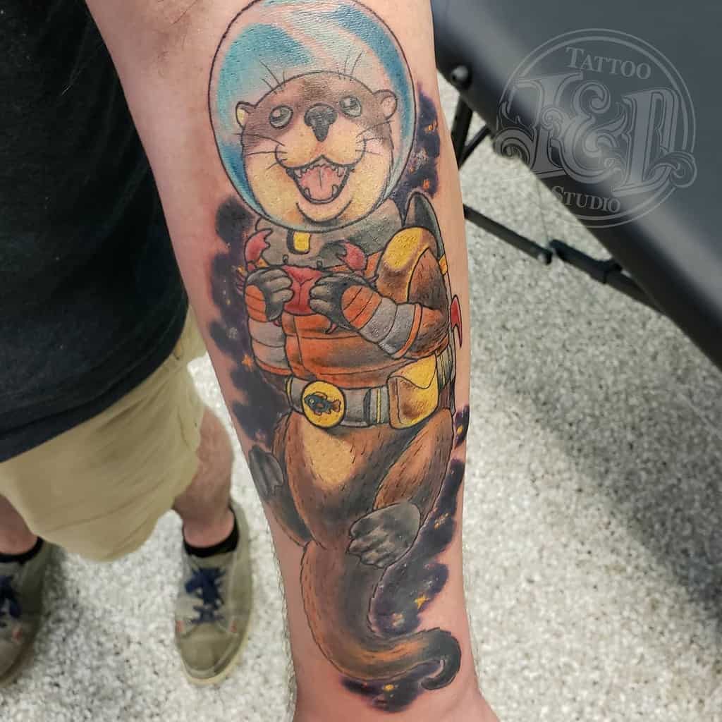 Colored Water Colored Otter Tattoo Danwatkins.tattoos
