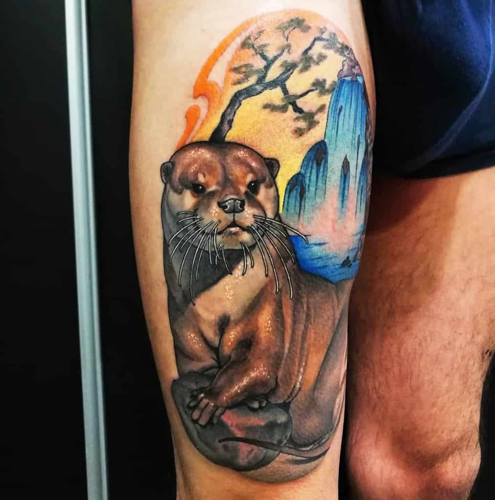 Colored Water Colored Otter Tattoo Hanem Odonnel Tattoo