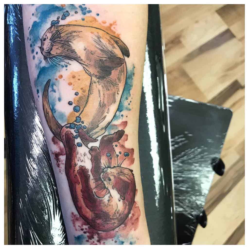 Colored Water Colored Otter Tattoo Leahkloss
