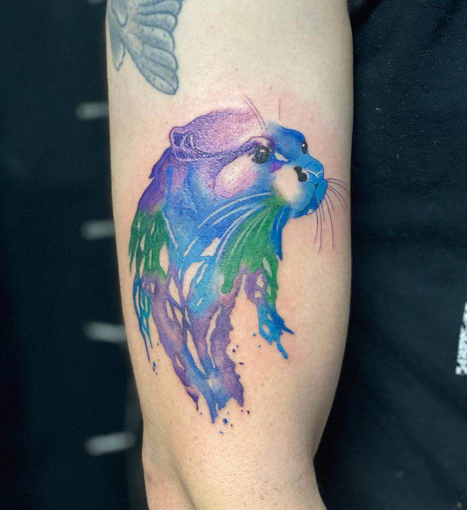 Colored Water Colored Otter Tattoo Sweetpeatattoos