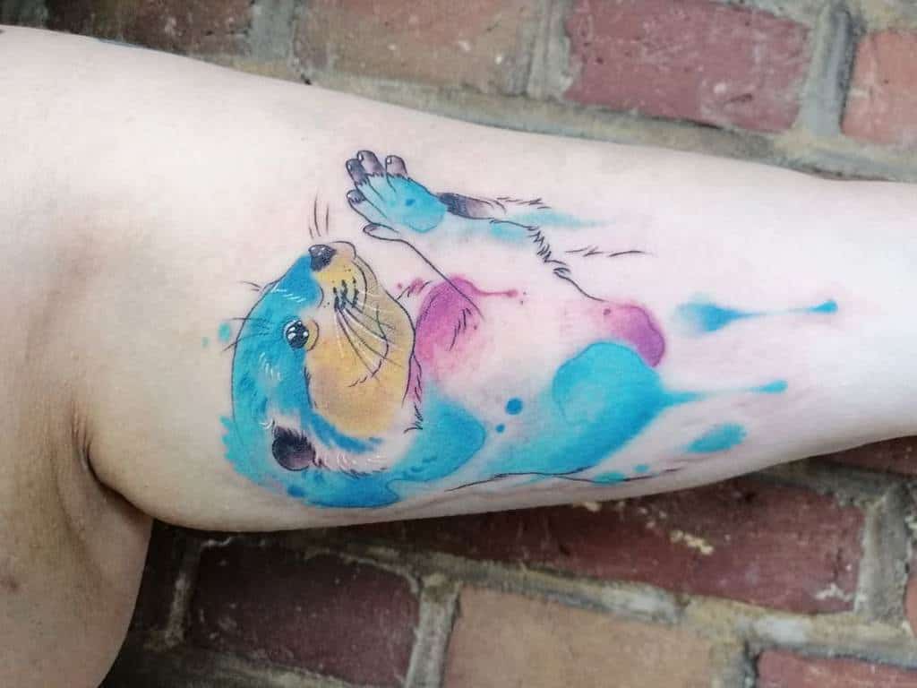 Colored Water Colored Otter Tattoo Valentin Lysander
