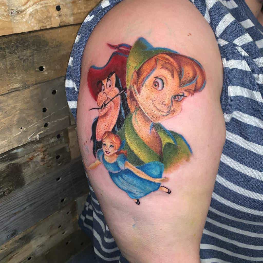 Colored Watercolor Peter Pan Tattoo Melonchloey