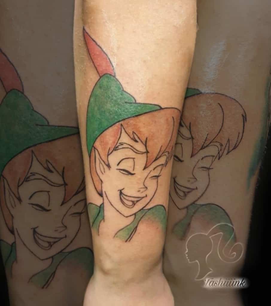Colored Watercolor Peter Pan Tattoo Tashiink.tattoo