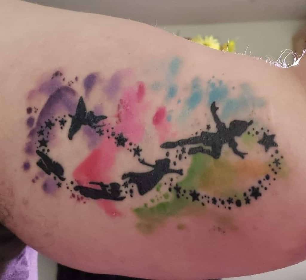 Colored Watercolor Peter Pan Tattoo Thedoctorboy