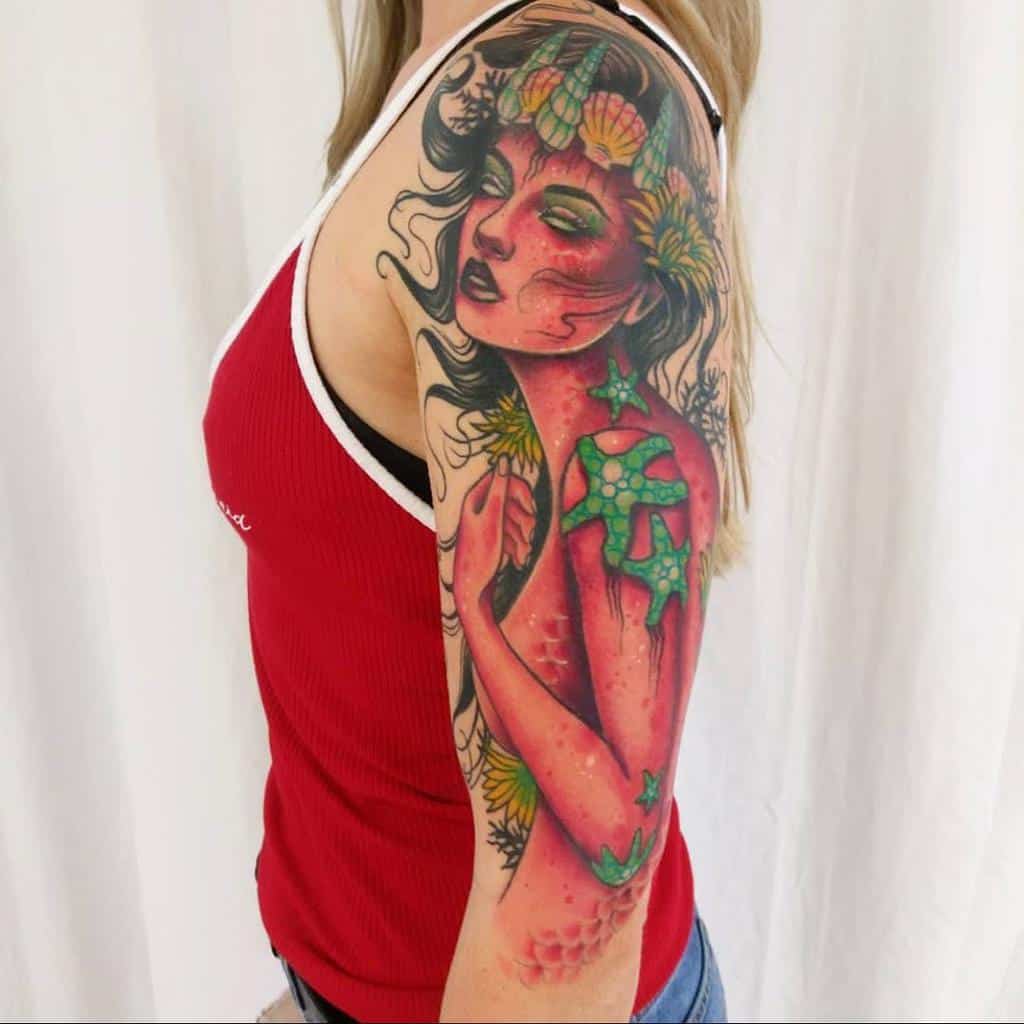 Colorful Half Sleeve Tattoos For Women drewstattoo