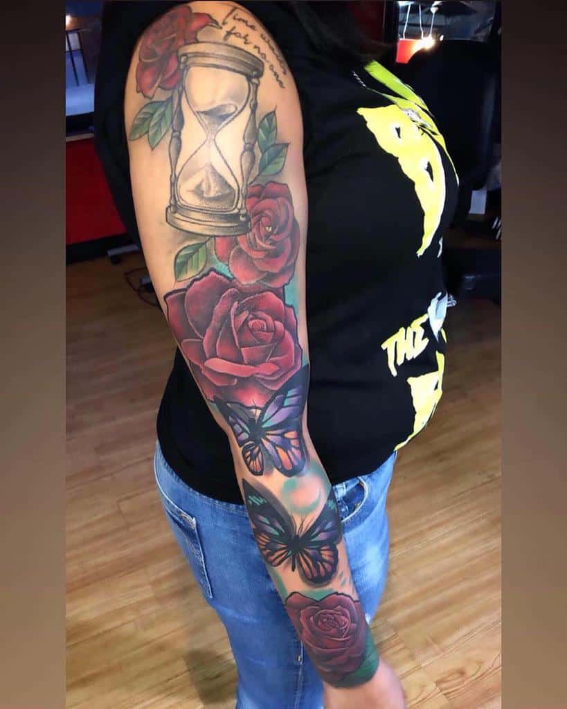 Colorful Sleeve Tattoos for Women leveldupink
