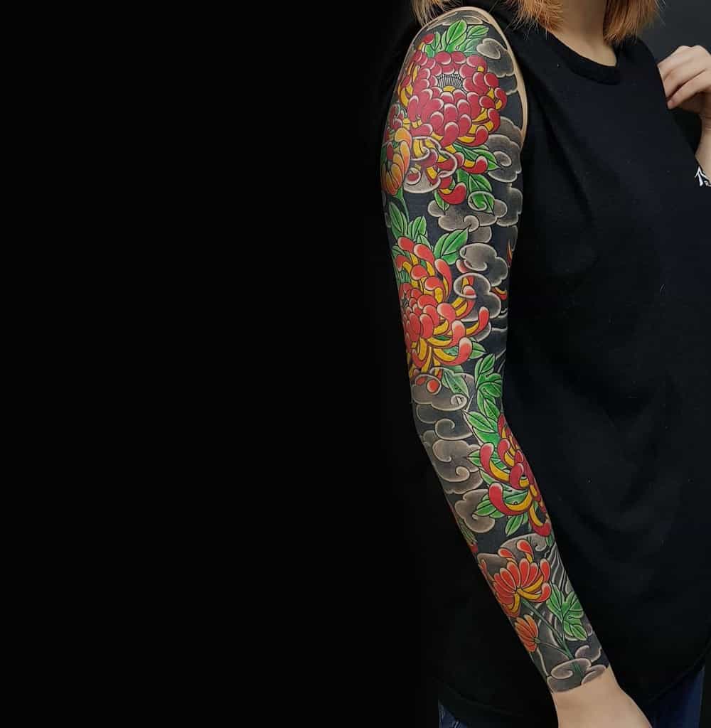 Colorful Sleeve Tattoos for Women monkey_irezumi