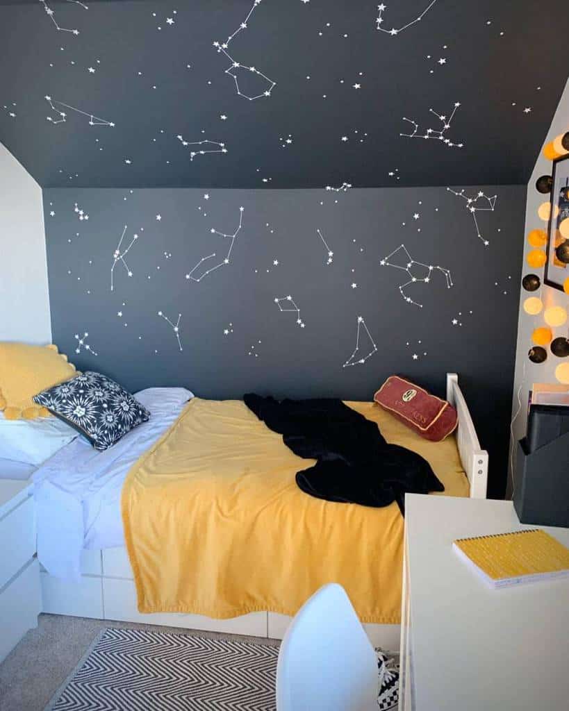 astrology feature wall bedroom 