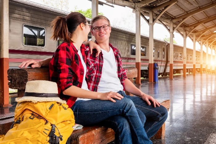 Couple At Train Station