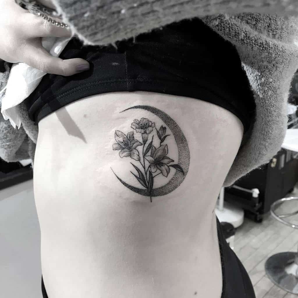 Crescent Moon with Flower Tattoo lucyfer_tat2