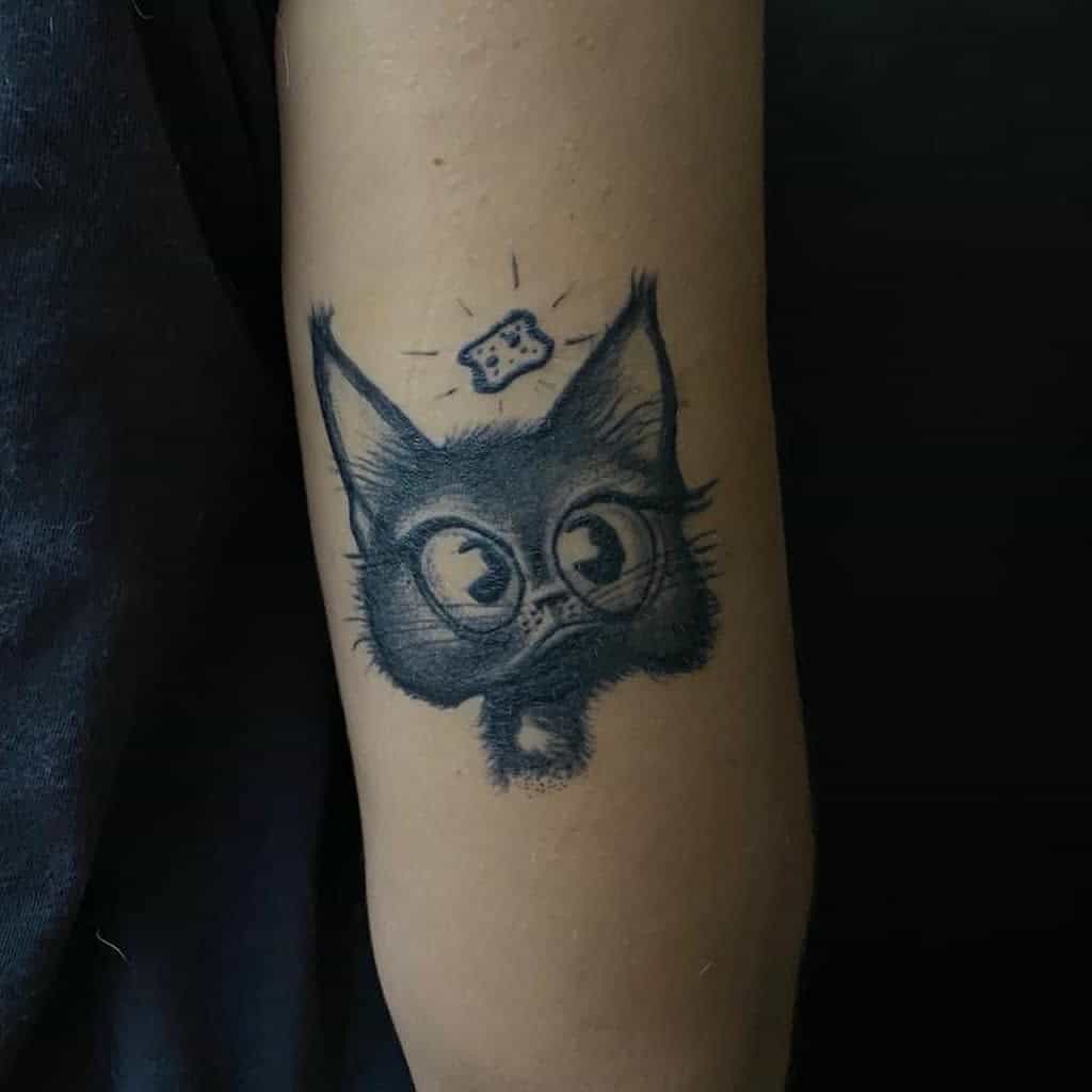 Cute Black Cat Tattoo evgeniakudinov