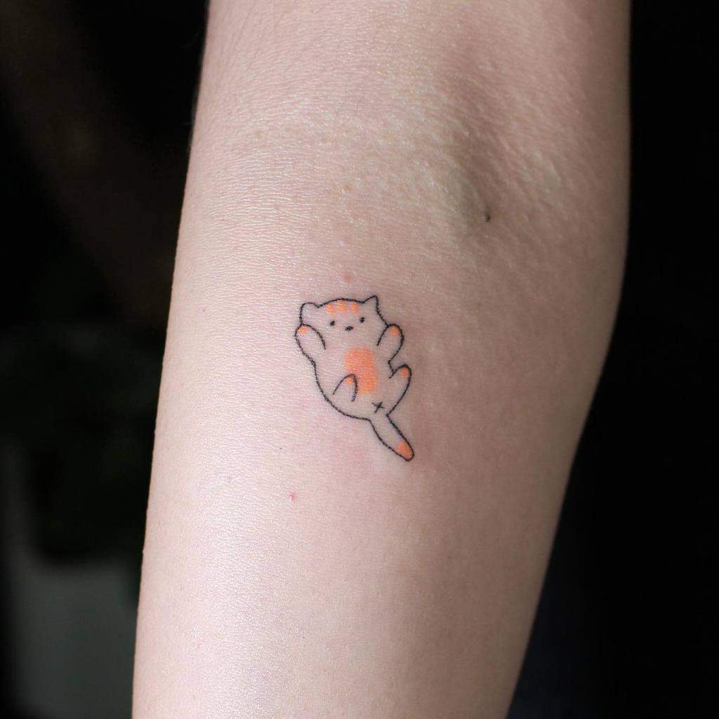 Cute Cat Outline Tattoo _mori_tattoo_