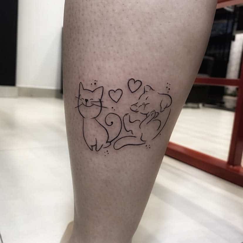 Cute Cat Outline Tattoo marquestattoo87