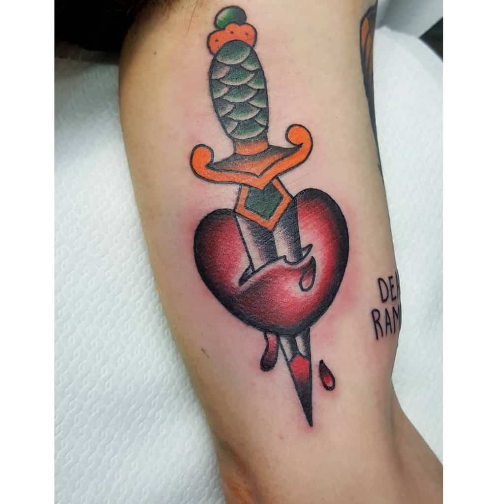 Dagger Bleeding Heart Tattoo ivantarquinitattooing