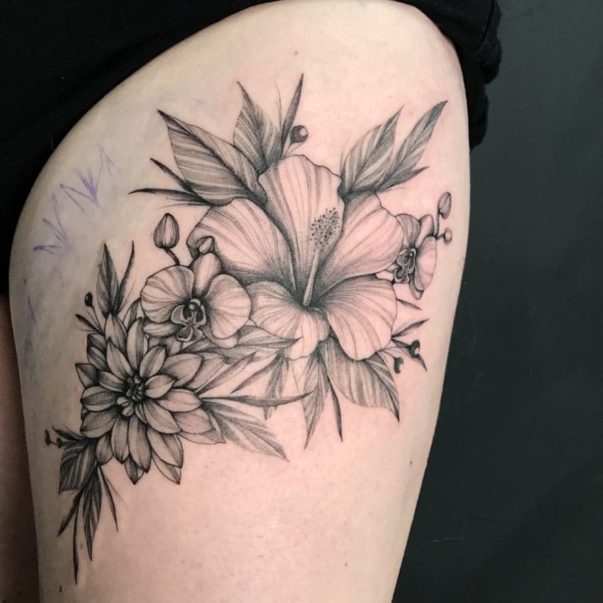 Colorful Dahlia Flowers Tattoo Design | Yellow flower tattoos, Flower  tattoos, Flower tattoo