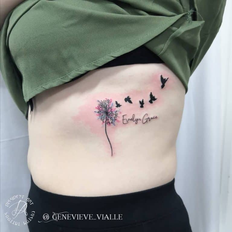 Emotive And Meaningful Miscarriage Tattoo Ideas   Dandelion Miscarriage Tattoos Genevieve Vialle 768x768 