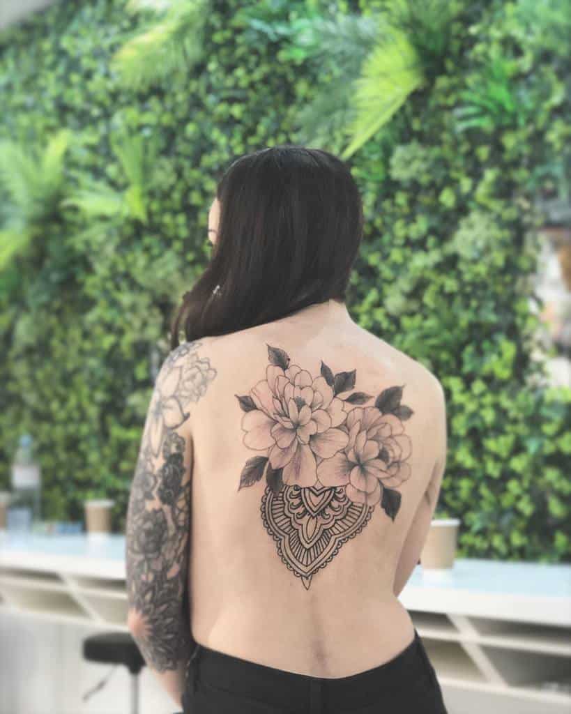 Delicate Flower Back Tattoos ghazal_jafari_tattoo_art