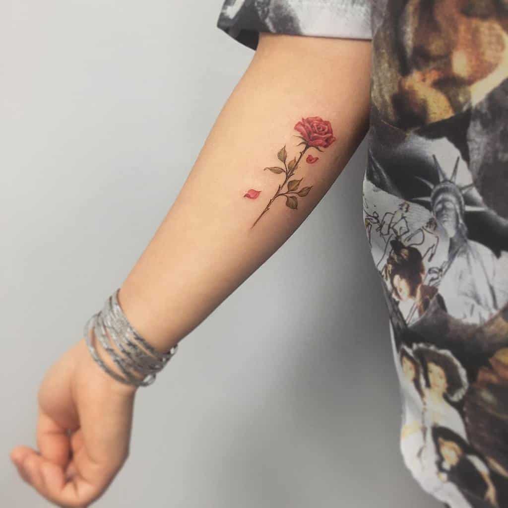 Delicate Flower Forearm Tattoos terran.tattooart_css