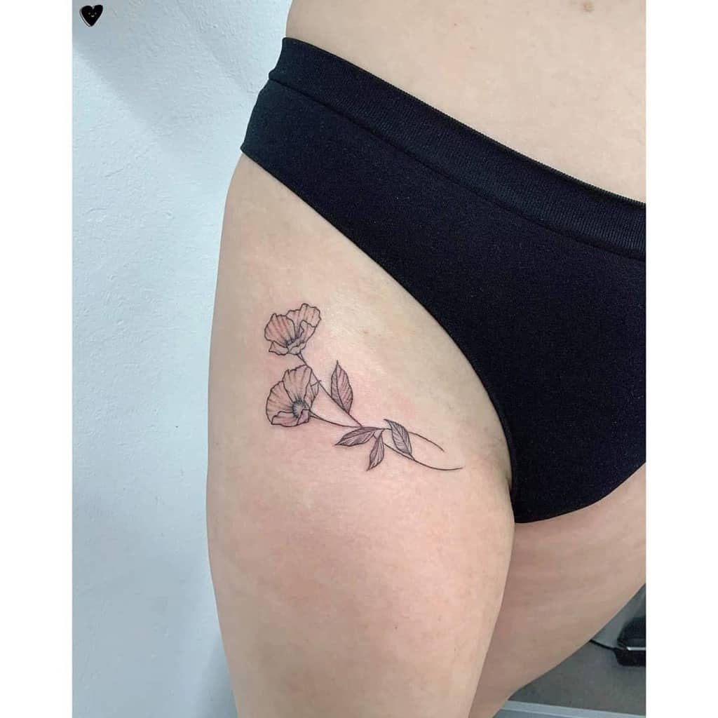 Delicate Flower Hip Tattoos c.knight_tattoo