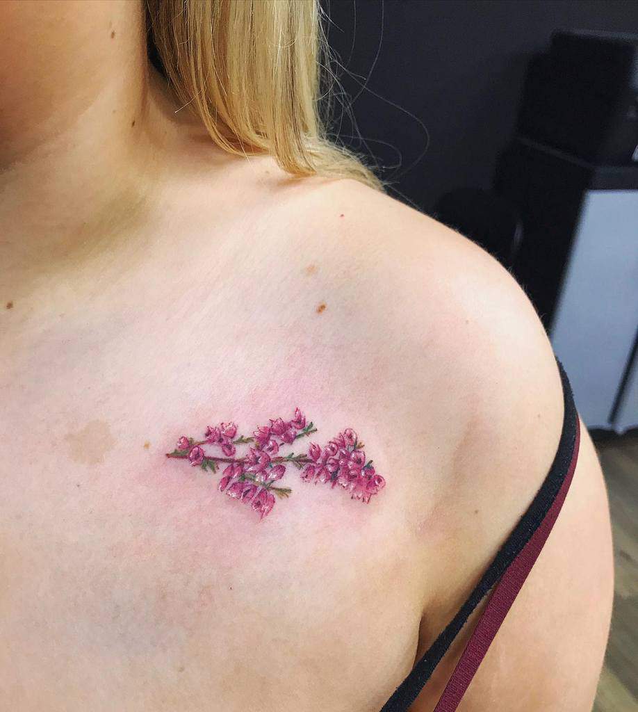 Delicate Flower Shoulder Tattoos rosebentley_tattoos