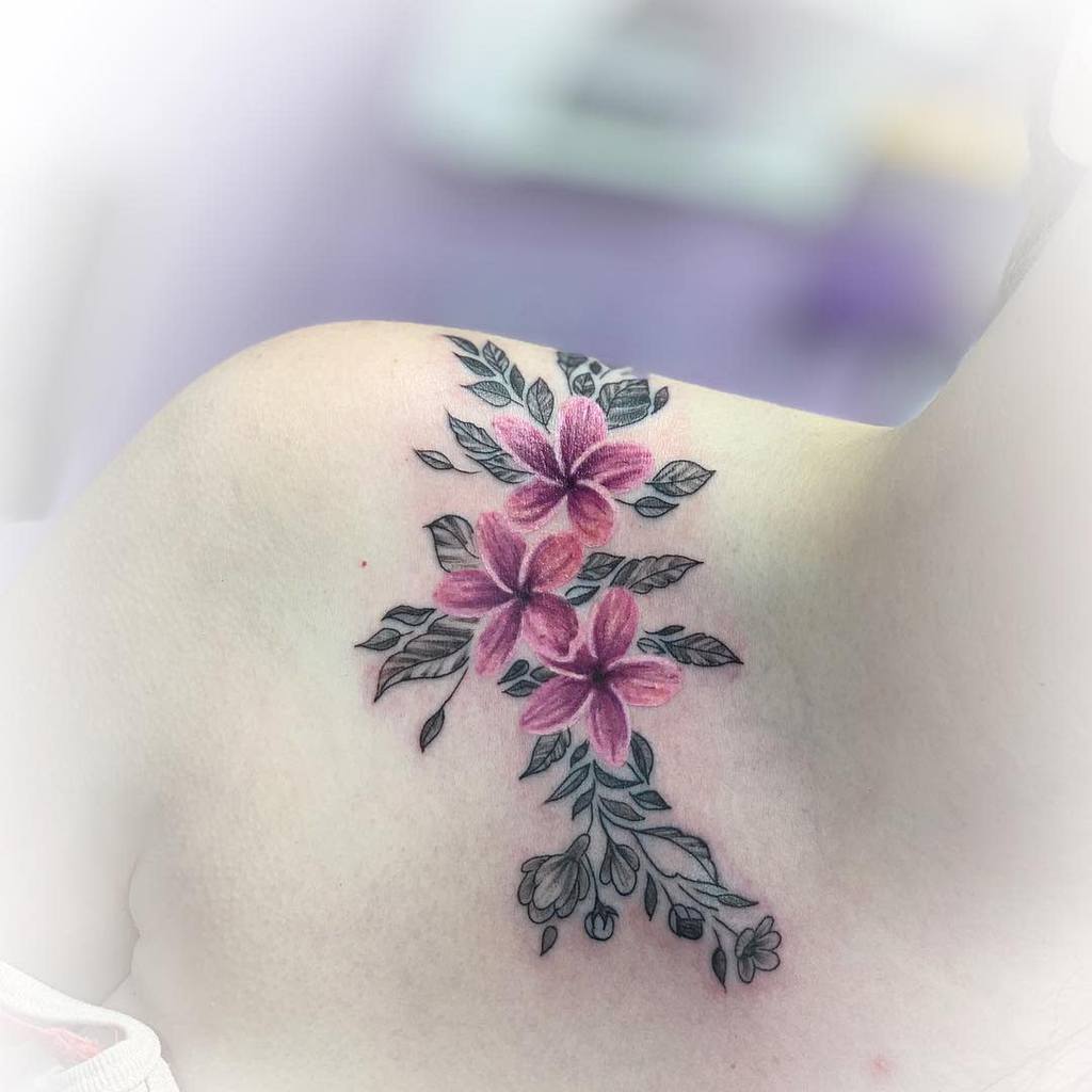 Delicate Flower Shoulder Tattoos ruthviciouspink