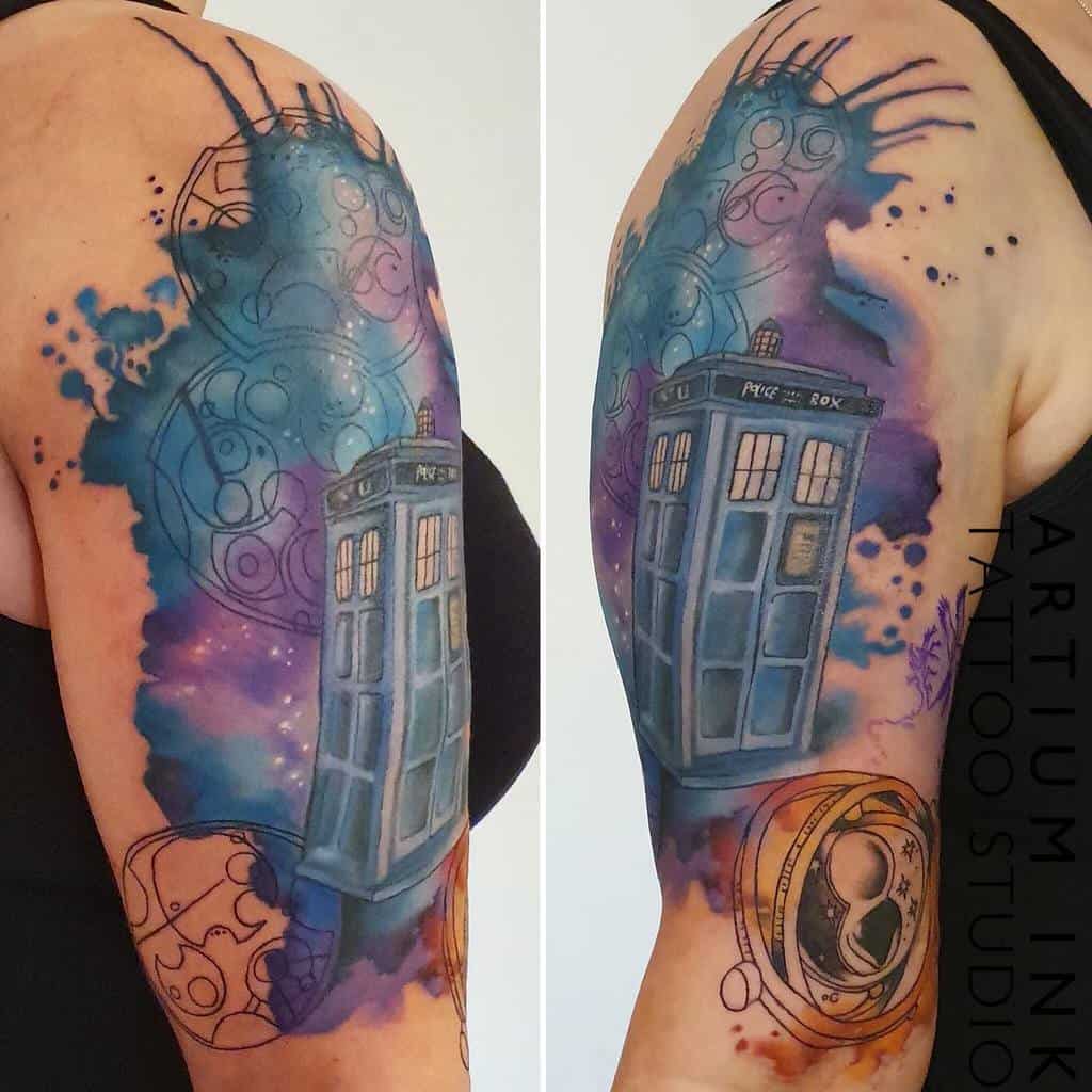 Doctor Who Watercolor Tattoo Clairejacksonartwork