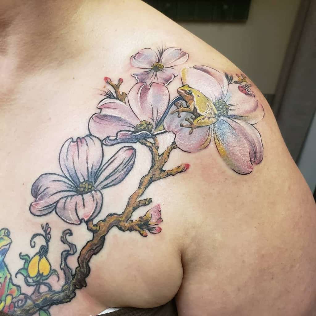Dogwood Flower Shoulder Tattoo melysa__fie