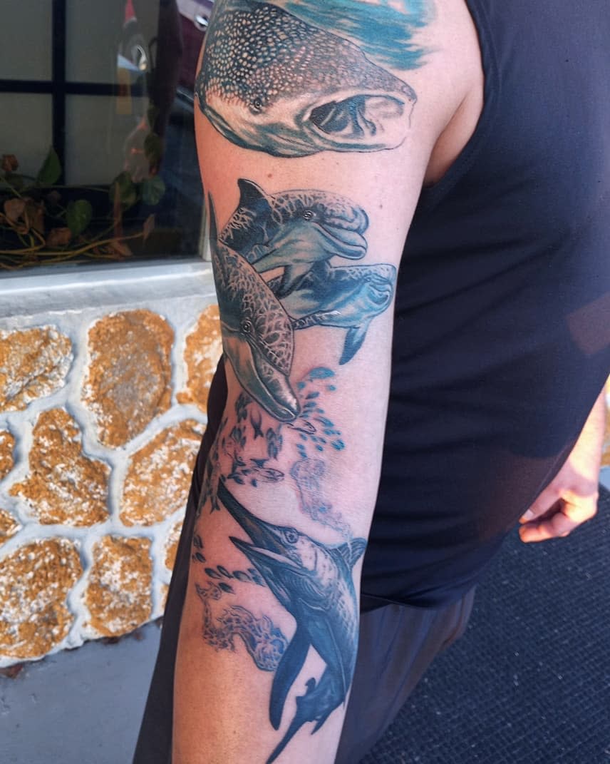 Realistic Dolphin Tattoo -savannahleslieartworks