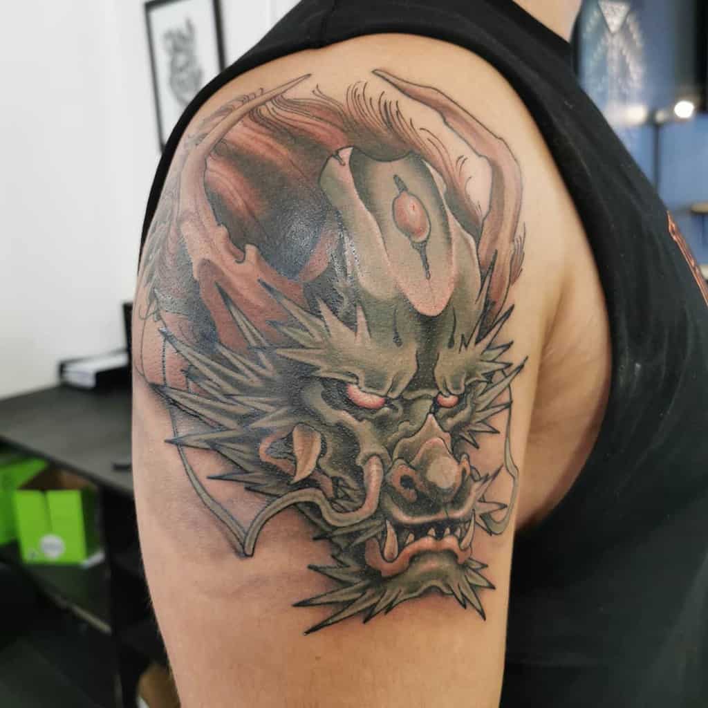 Dragon Head Arm Tattoo blxck_kite