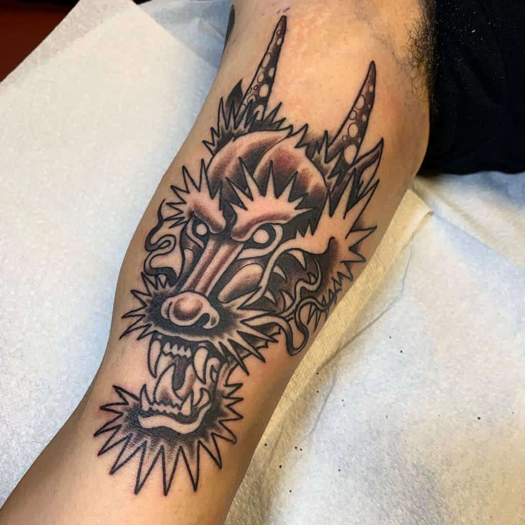 Dragon Head Arm Tattoo casas_ink