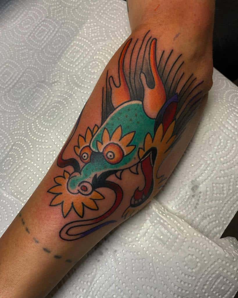 Dragon Head Arm Tattoo flashtival