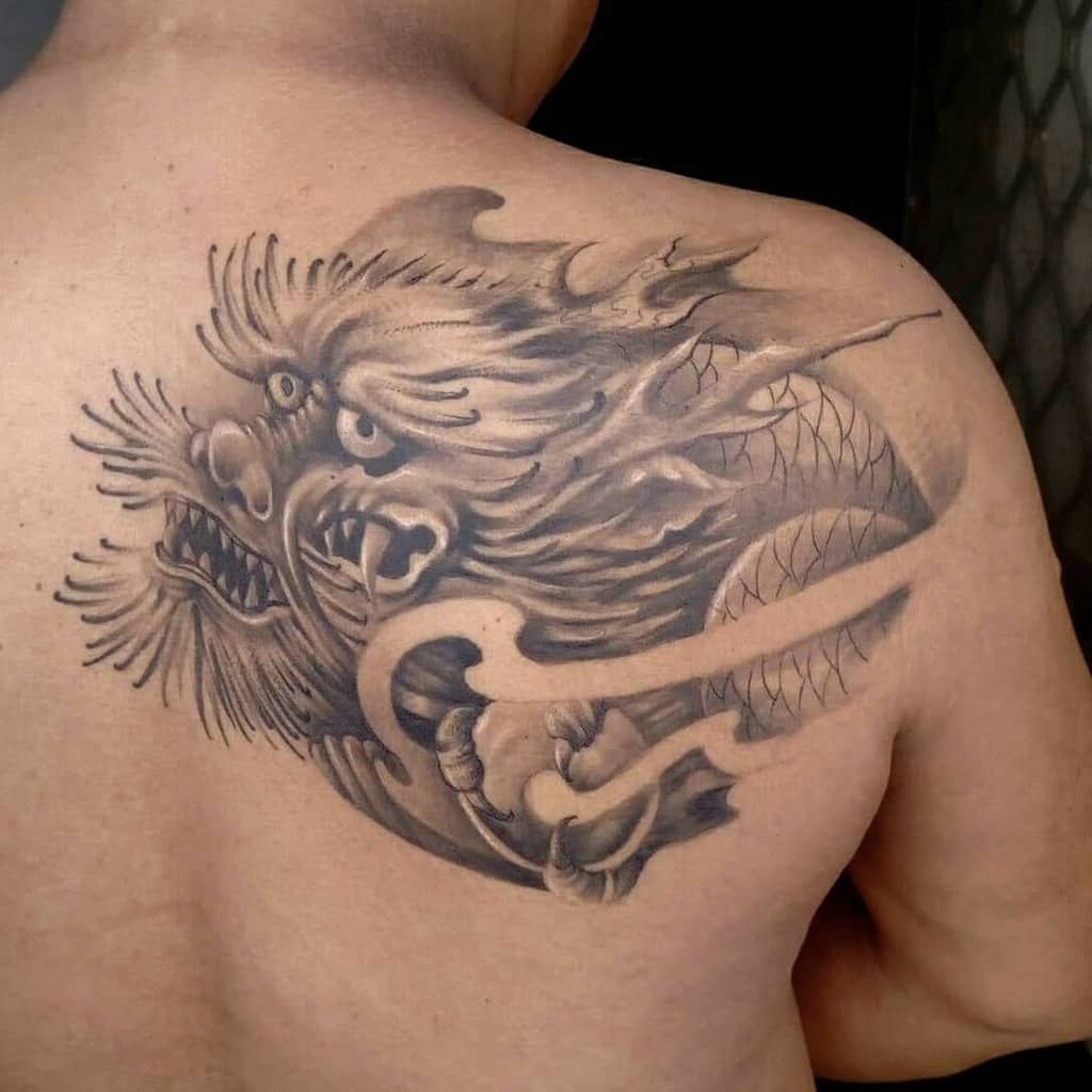 Dragon Head Back Tattoo bunnyboymacatuno