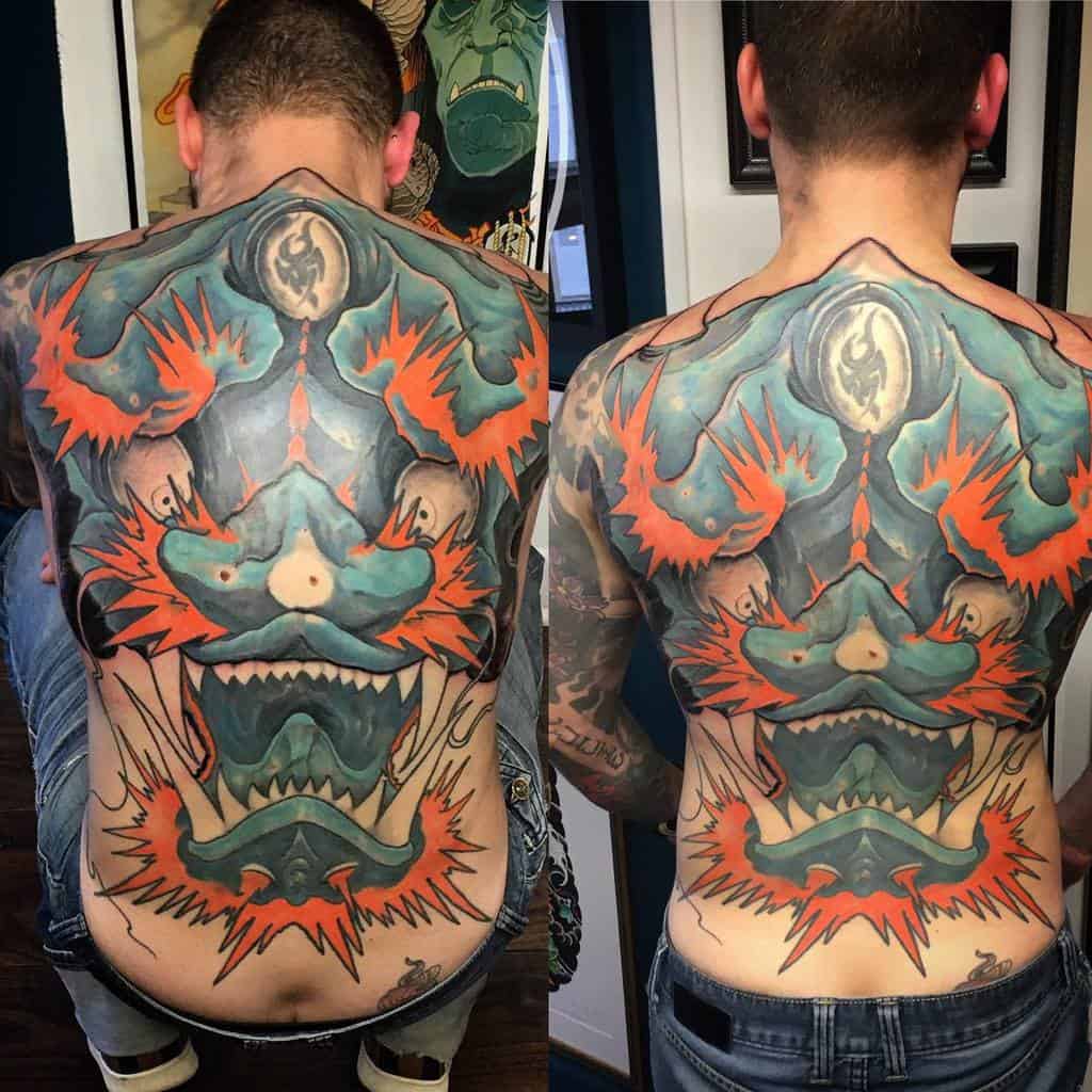 Dragon Head Back Tattoo inkcolors