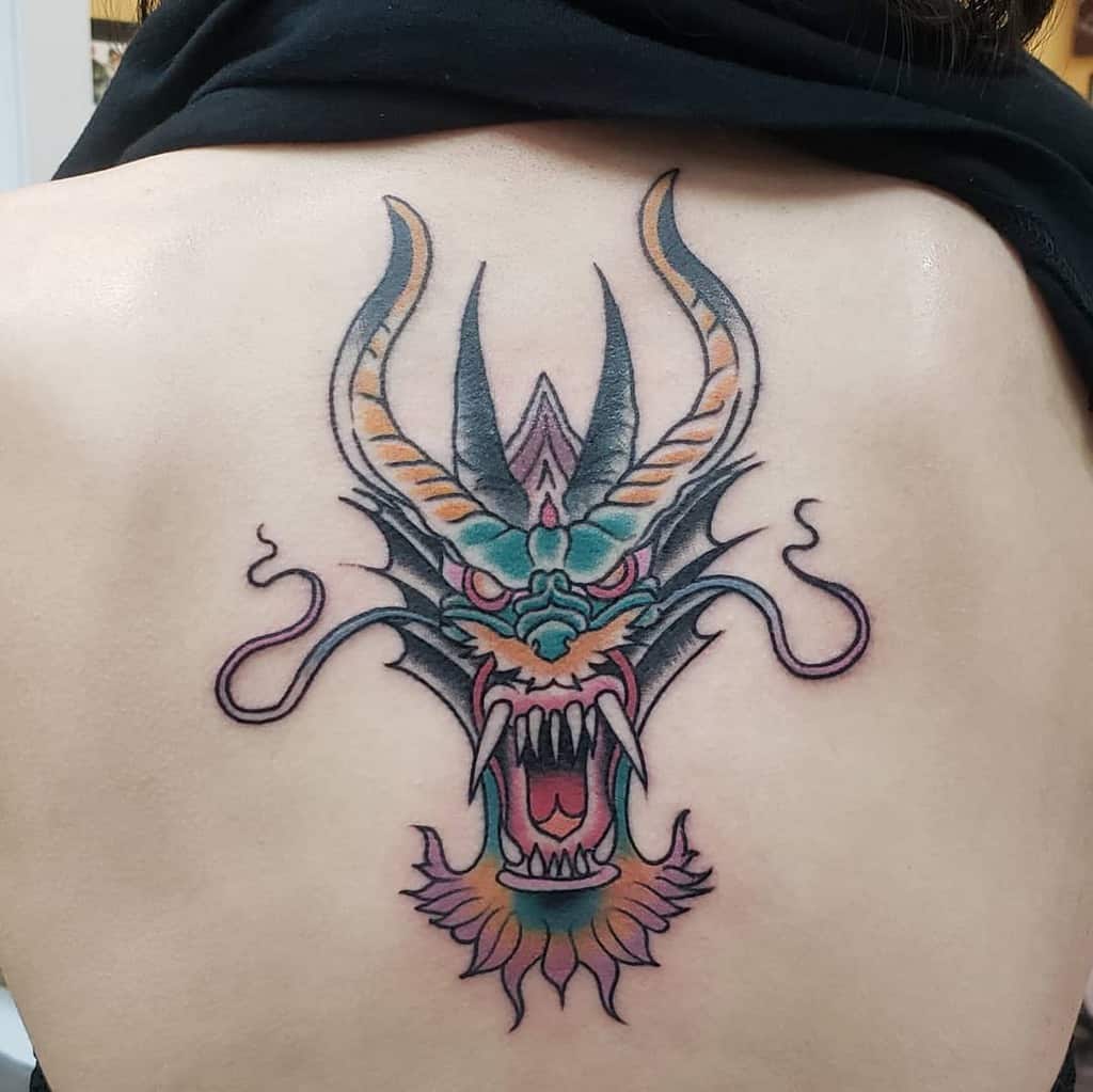 Dragon Head Back Tattoo kenniedavis