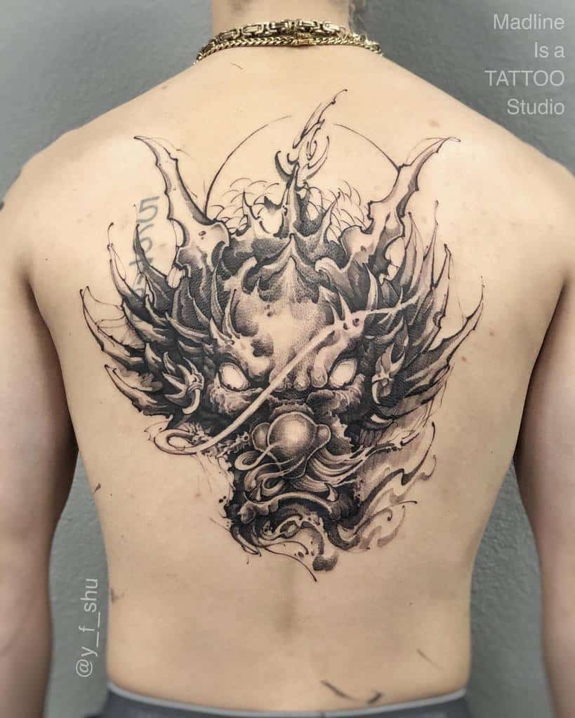 Dragon Head Back Tattoo y_f_shu