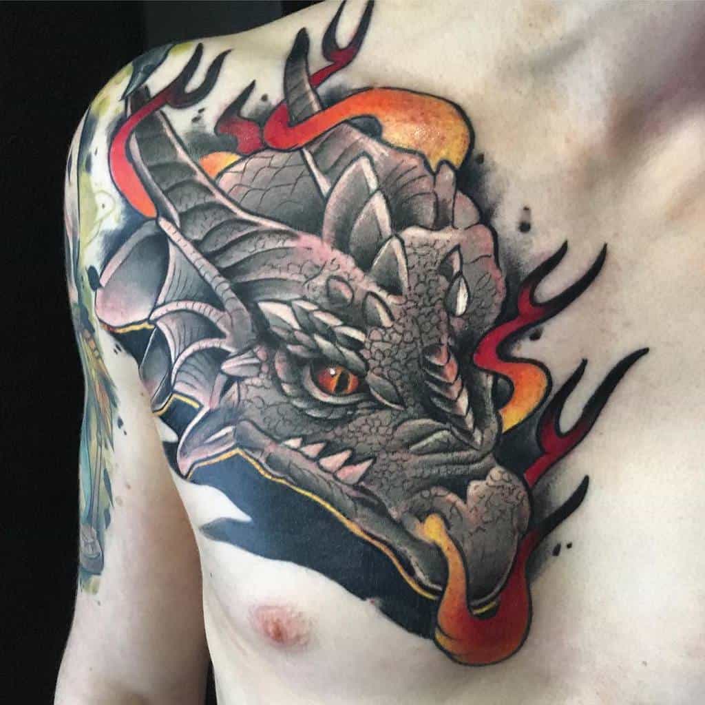 Dragon Head Chest Tattoo rasg_peter