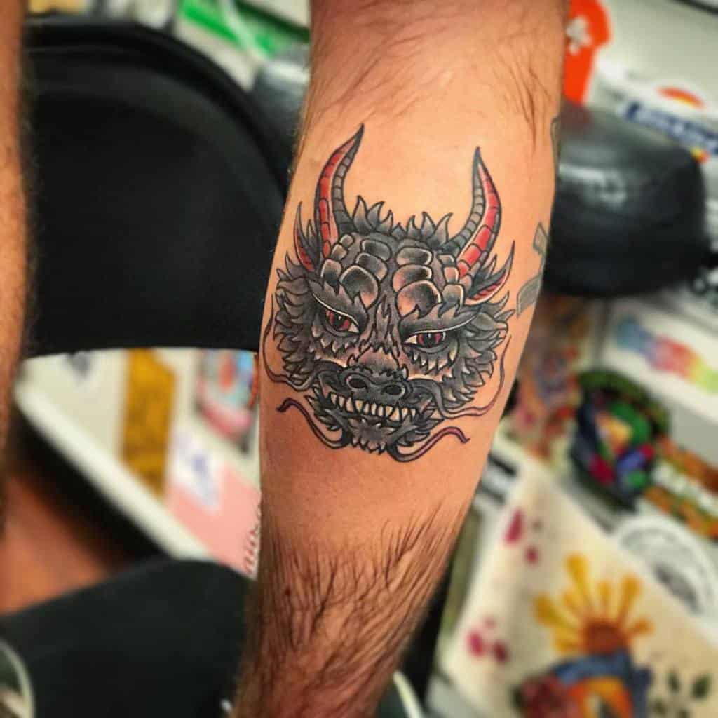 Dragon Head Leg Tattoo ghettobrite