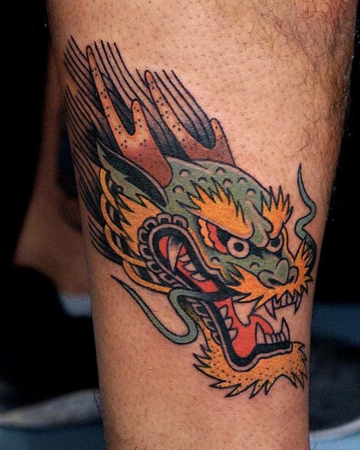 26 Traditional Dragon Head Tattoo Designs | PetPress | Dragon head tattoo, Head  tattoos, Tattoos