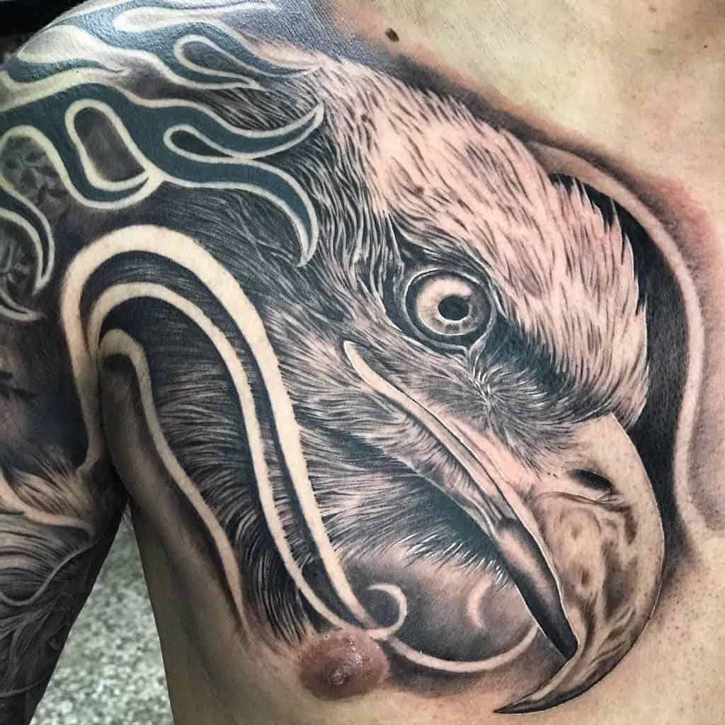 Eagle Head Chest Tattoo arieltuliotattoo