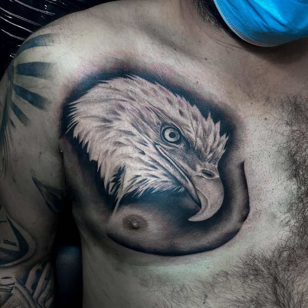 Eagle Head Chest Tattoo jasonsinclairtattoos
