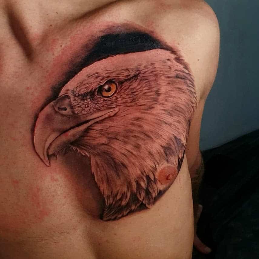 Eagle Head Chest Tattoo lalo_ink_eltemplo