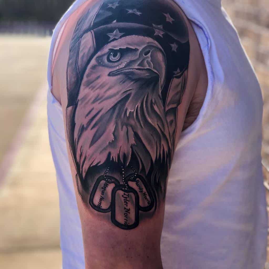 Eagle Head with Flag Tattoo lordevans