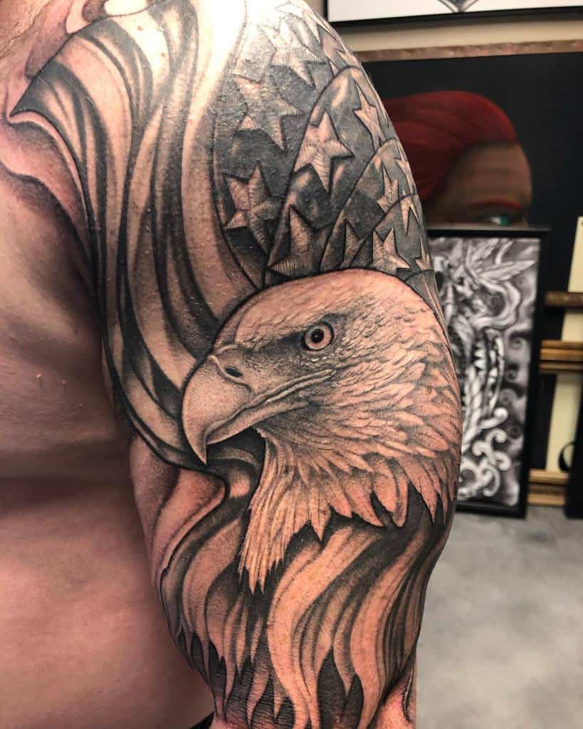 Eagle Head with Flag Tattoo rob.celticrebel.scott