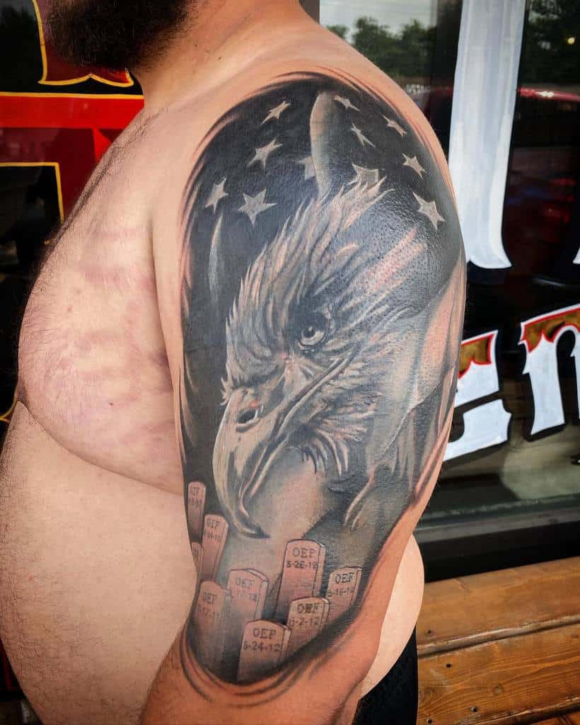 Eagle Head with Flag Tattoo the_beardedsavage