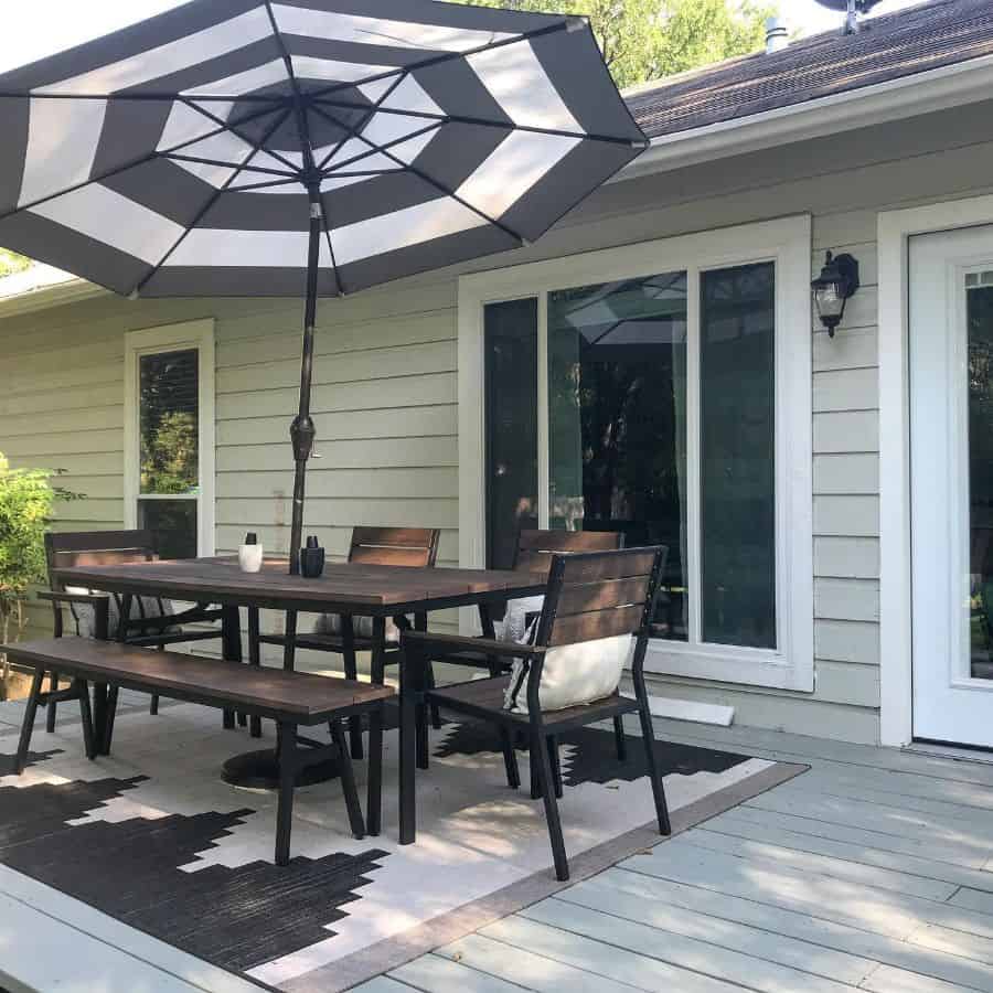 budget wood deck patio with table and chairs 