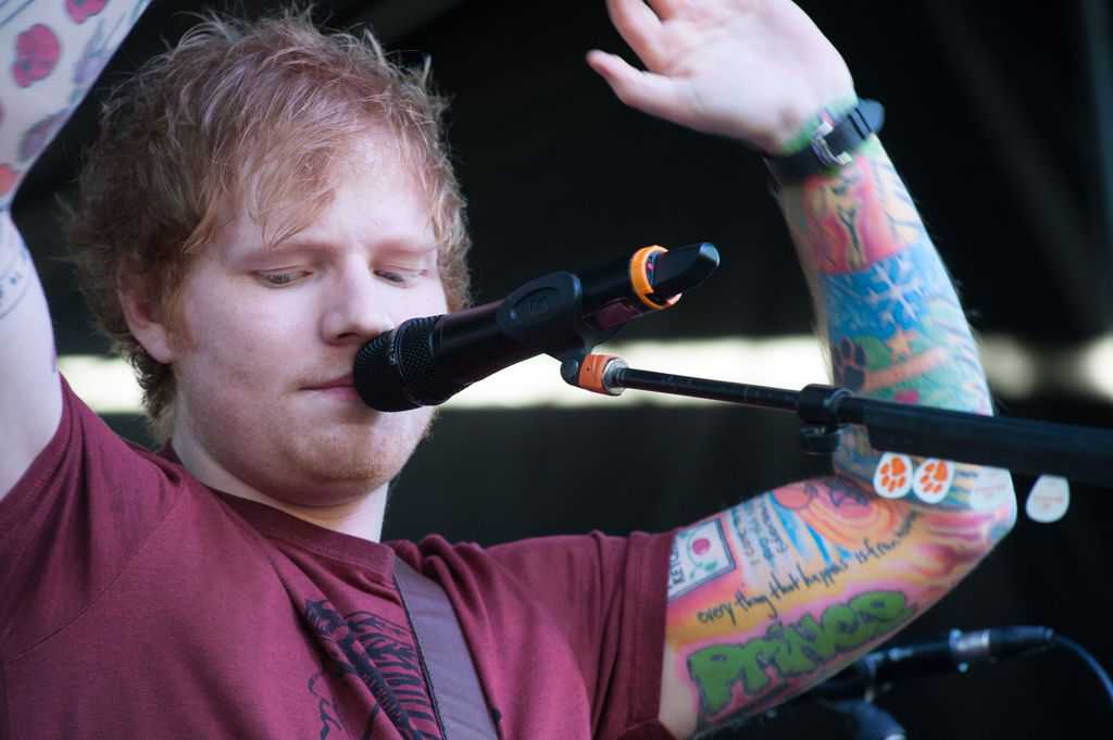 Ed Sheeran Performing Prince Inner Bicep Tattoo