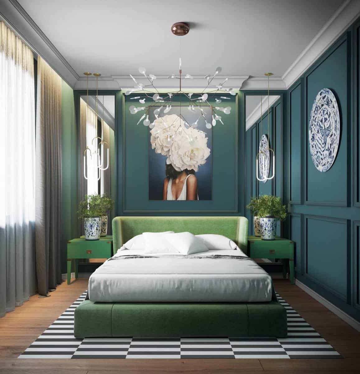 Elegant Green Bedroom Ideas -eni.design.interiors